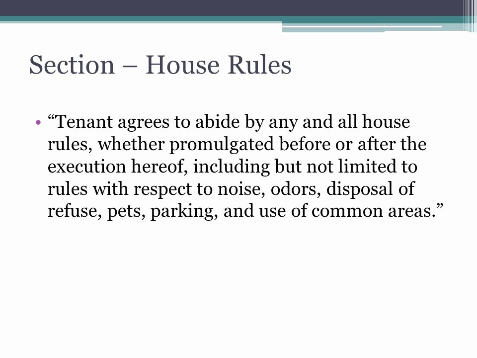 House Rules for Tenants Awesome Principles Of Property Management Ppt