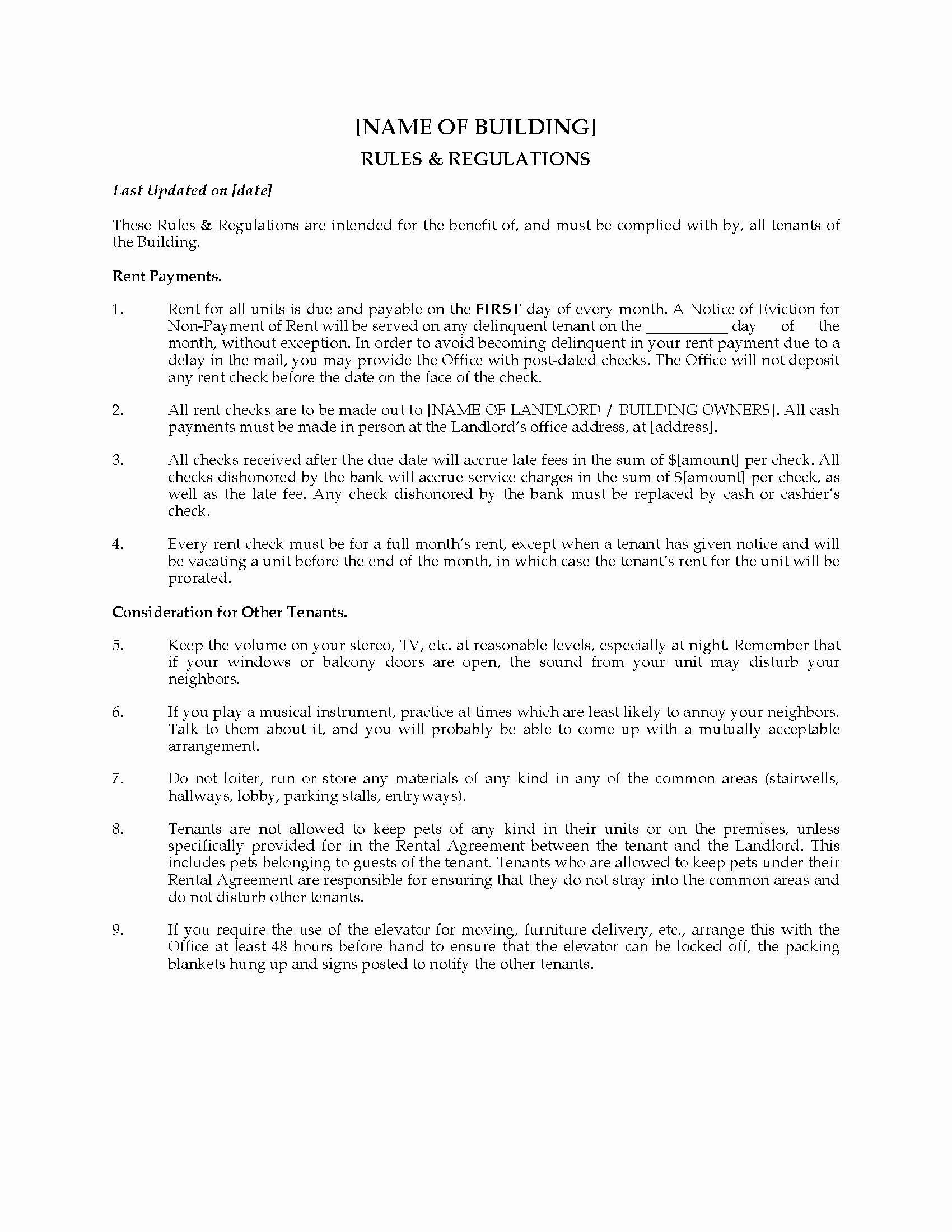 House Rules for Tenants Best Of Apartment Building Rules and Regulations