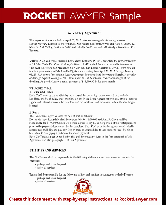 House Rules for Tenants Best Of Co Tenancy Agreement form Co Tenant Contract Sample