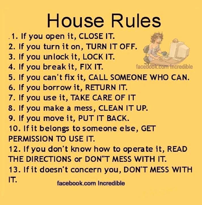 House Rules for Tenants New House Rules Sayings Quotes Pinterest