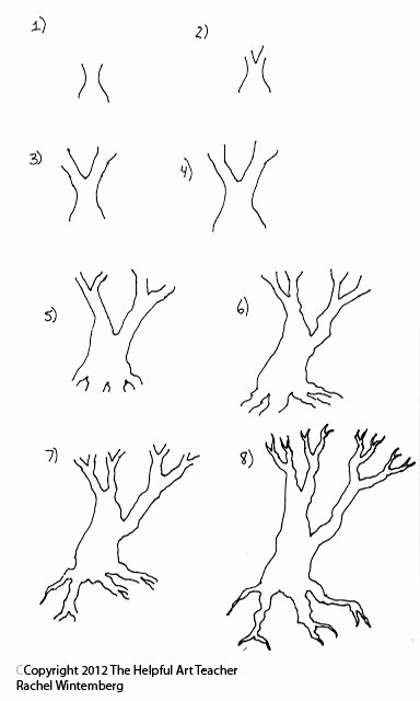 How to Draw A Simple Tree without Leaves New the Helpful Art Teacher Drawing and Painting Trees Light