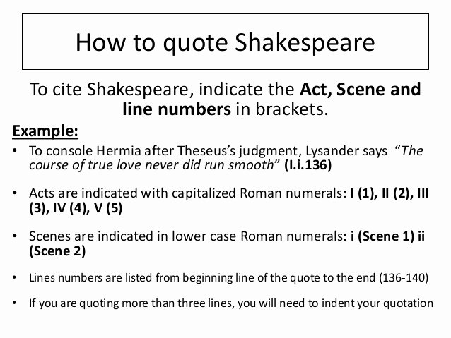 How to Quote An Essay Lovely How to Quote Shakespeare