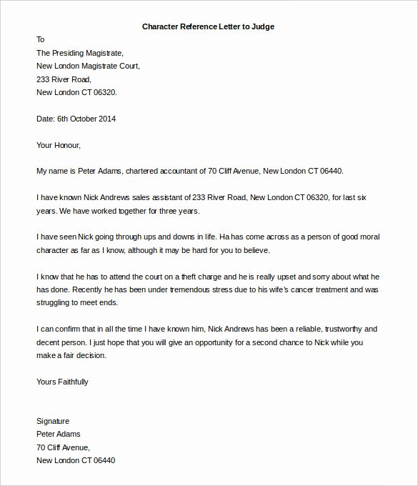 How to Write A Letter to A Judge Template Fresh Free Reference Letter Templates 24 Free Word Pdf