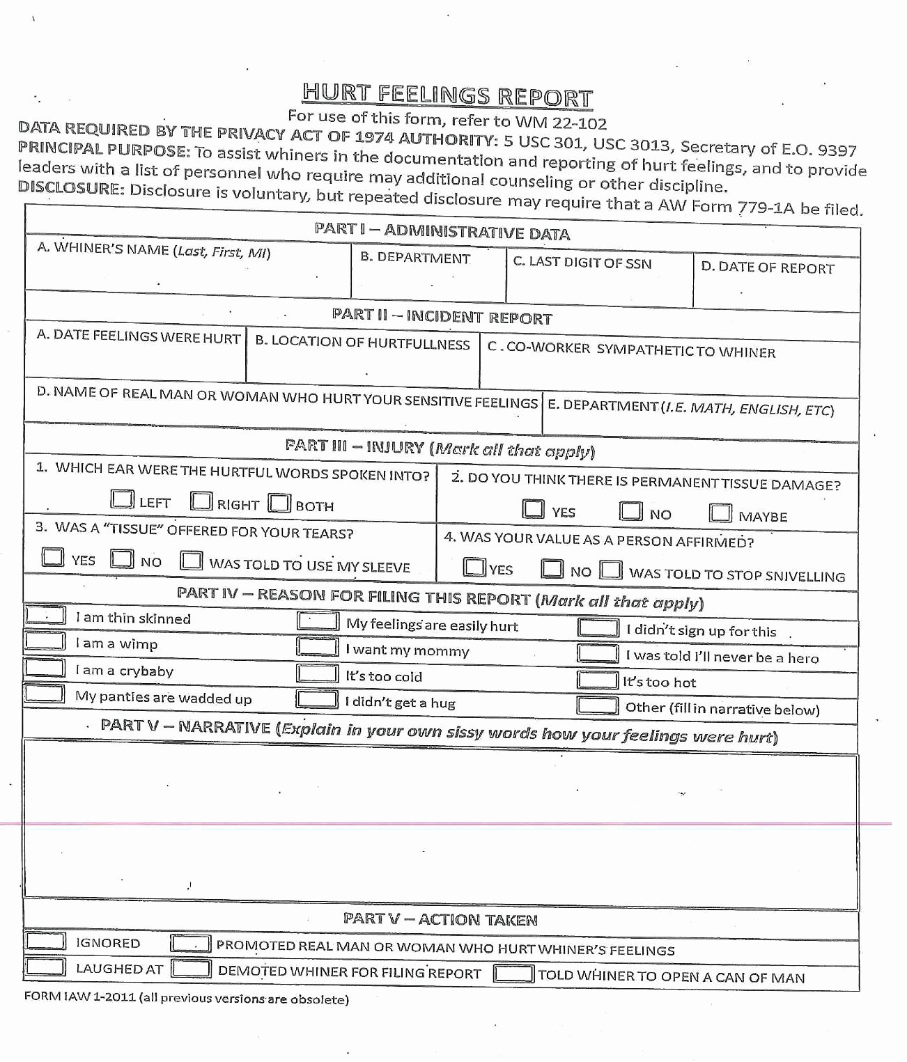 Hurt Feelings Report Template Best Of Id10t form Pdf Ourclipart