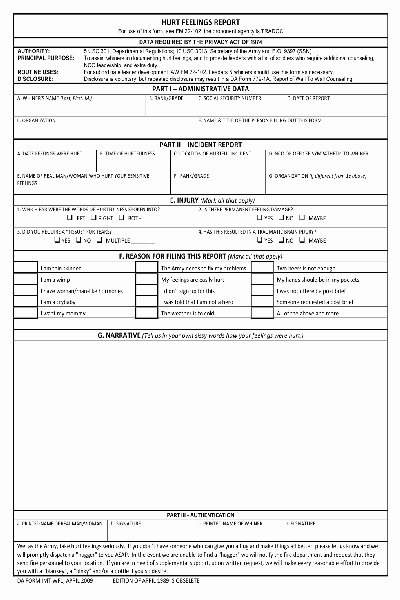 Hurt Feelings Report Template Lovely Boeing Ficial Hurt Feelings Report form to Pin