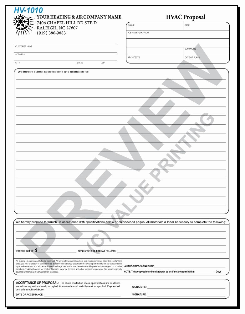 Hvac Proposal Templates Free Beautiful Hv 1010 Hvac Equipment Proposal Contract