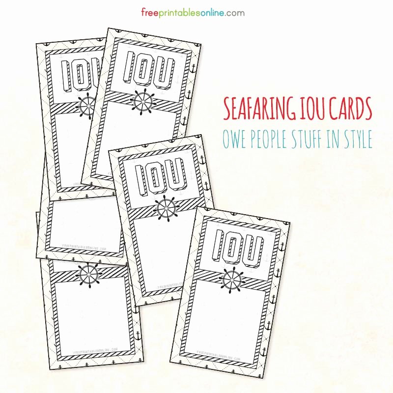 I Owe You Template Fresh Maritime themed Printable Iou Coupons