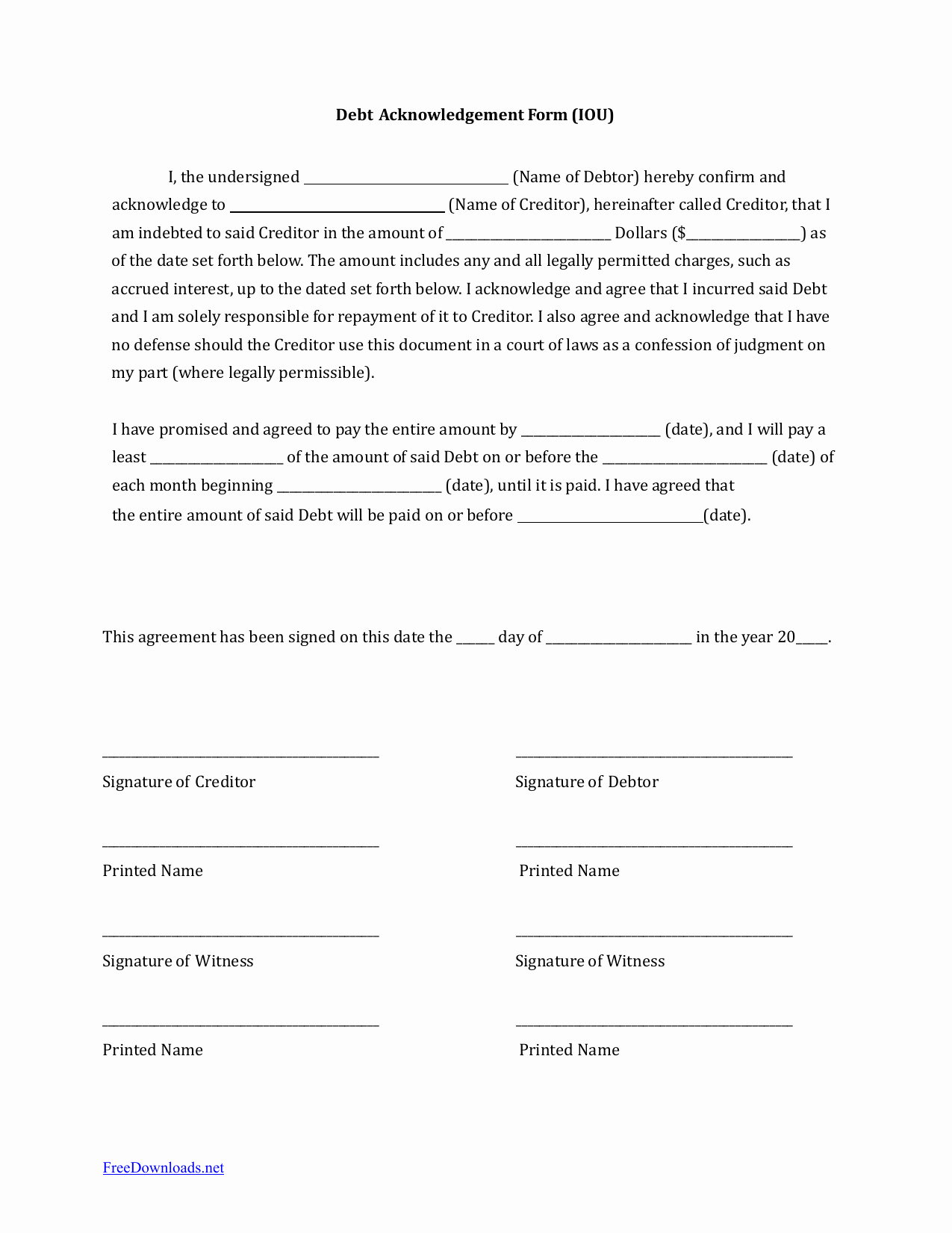 I Owe You Template Unique Download Iou I Owe You Debt Acknowledgment form