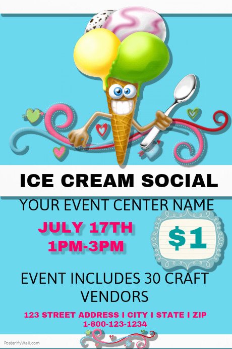 Ice Cream social Flyer Template Best Of Postermywall