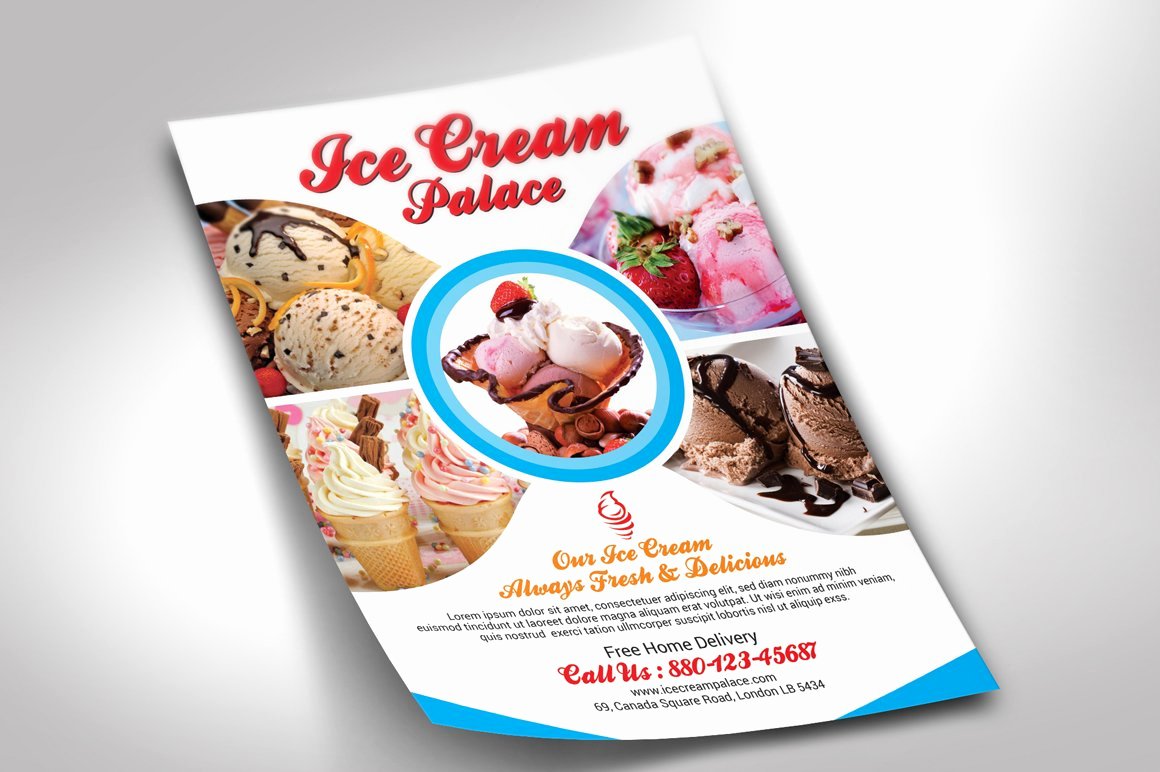 Ice Cream social Flyer Template Free Awesome Ice Cream Flyer Flyer Templates Creative Market