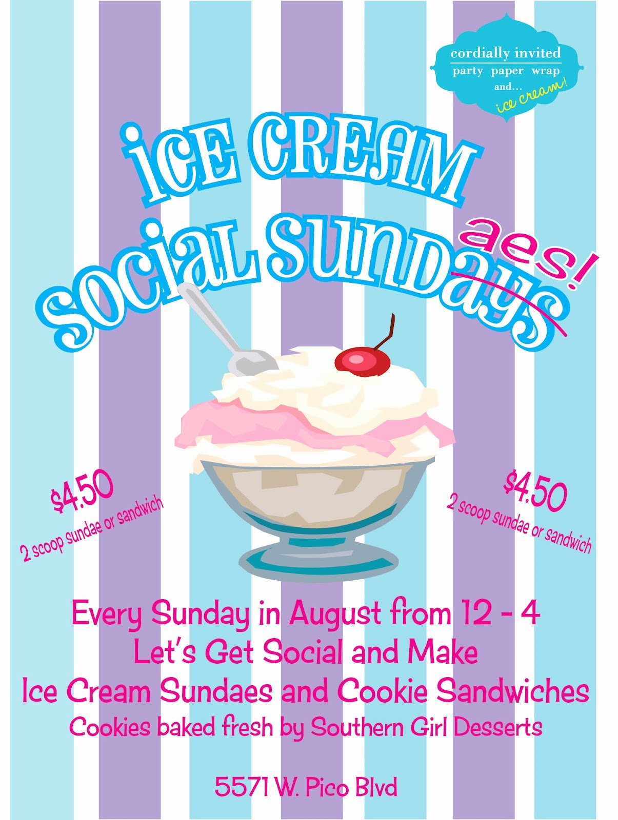 Ice Cream social Flyer Template Free Elegant Party Paper &amp; Wrap with Cordially Invited August 2012