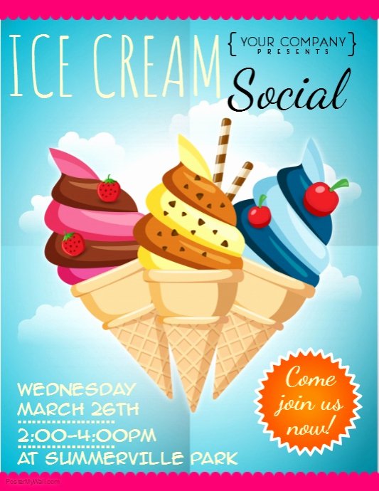 Ice Cream social Flyer Template Free Fresh Ice Cream social Flyer Template