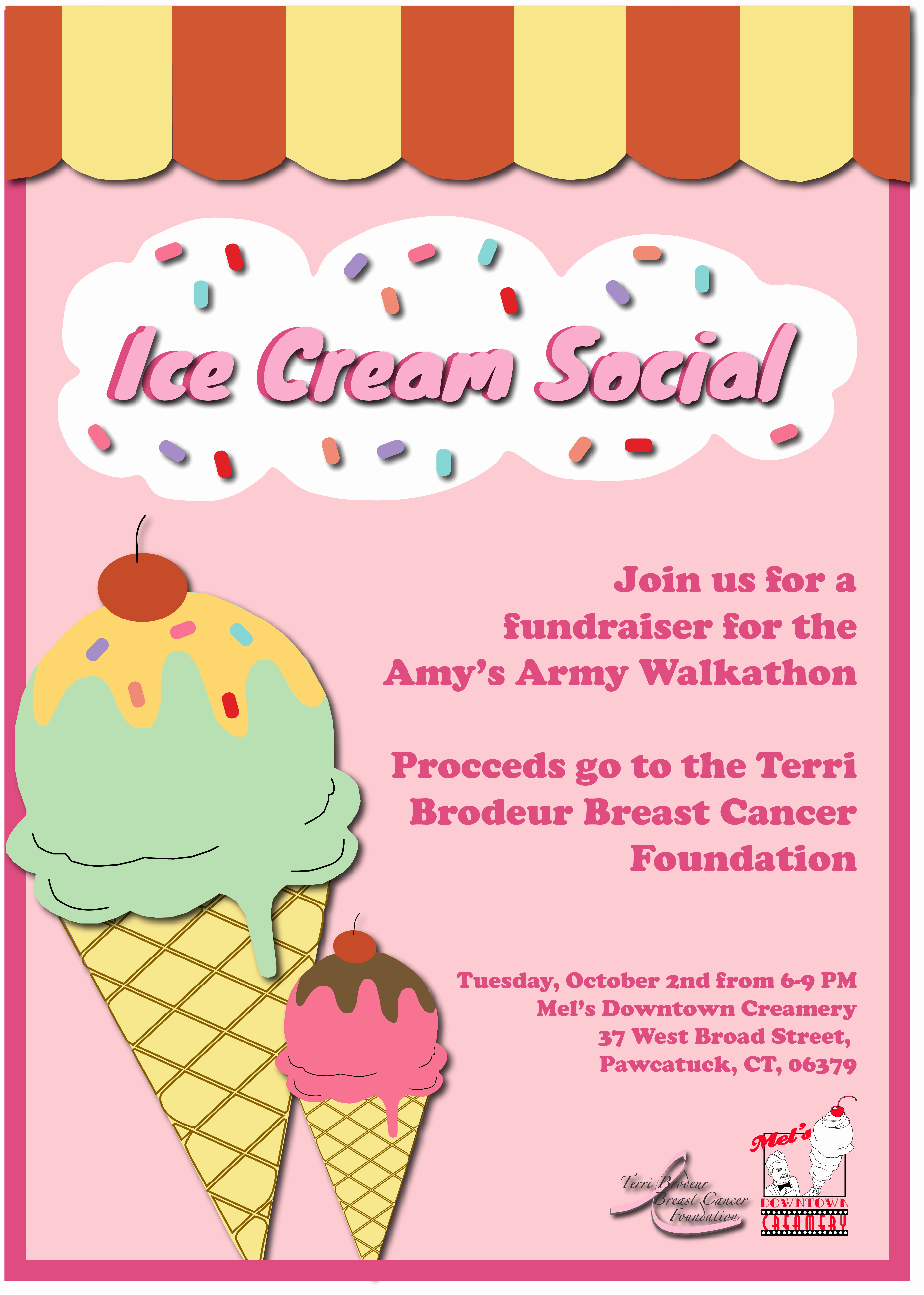 Ice Cream social Flyer Template Lovely Ice Cream social Flyer Terri Brodeur Breast Cancer