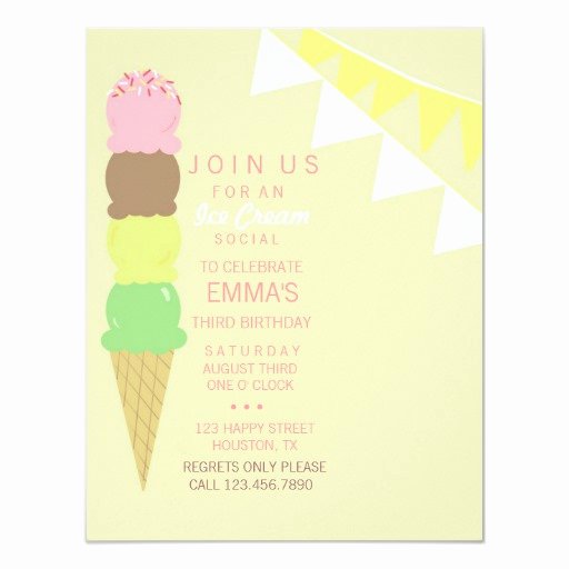 Ice Cream social Invite Template Awesome Ice Cream social Party Invitation