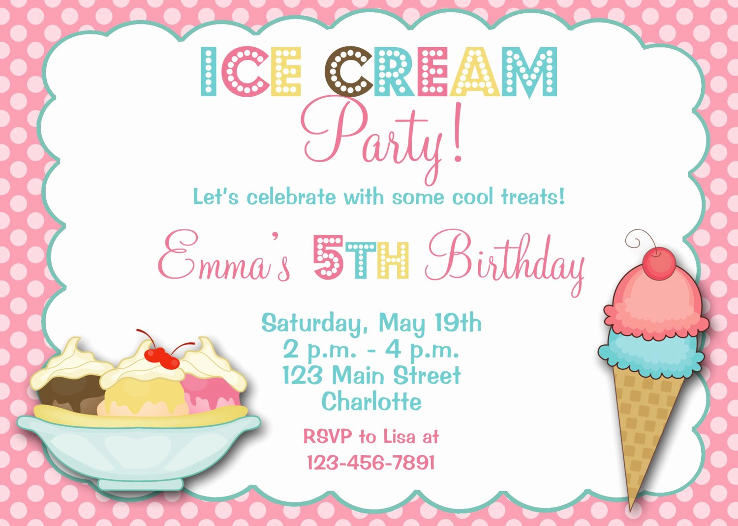 Ice Cream social Invite Template Elegant Downloadable Ice Cream social Invitations