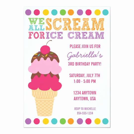 Ice Cream social Invite Template Elegant Ice Cream Birthday Invitation