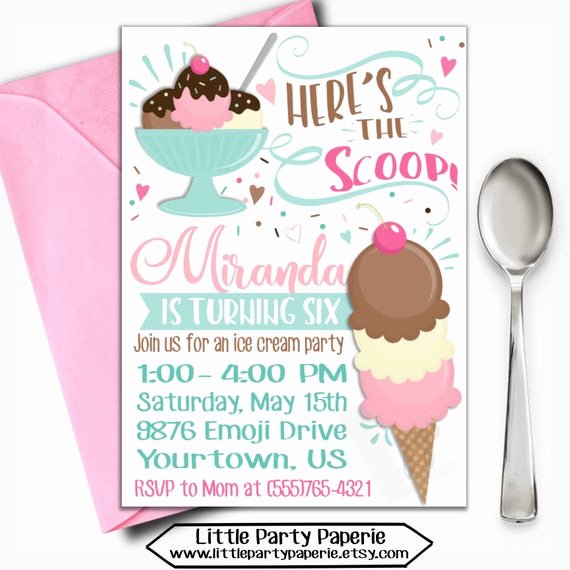 Ice Cream social Invite Template Elegant Ice Cream Party Invitation Ice Cream Birthday Invitation