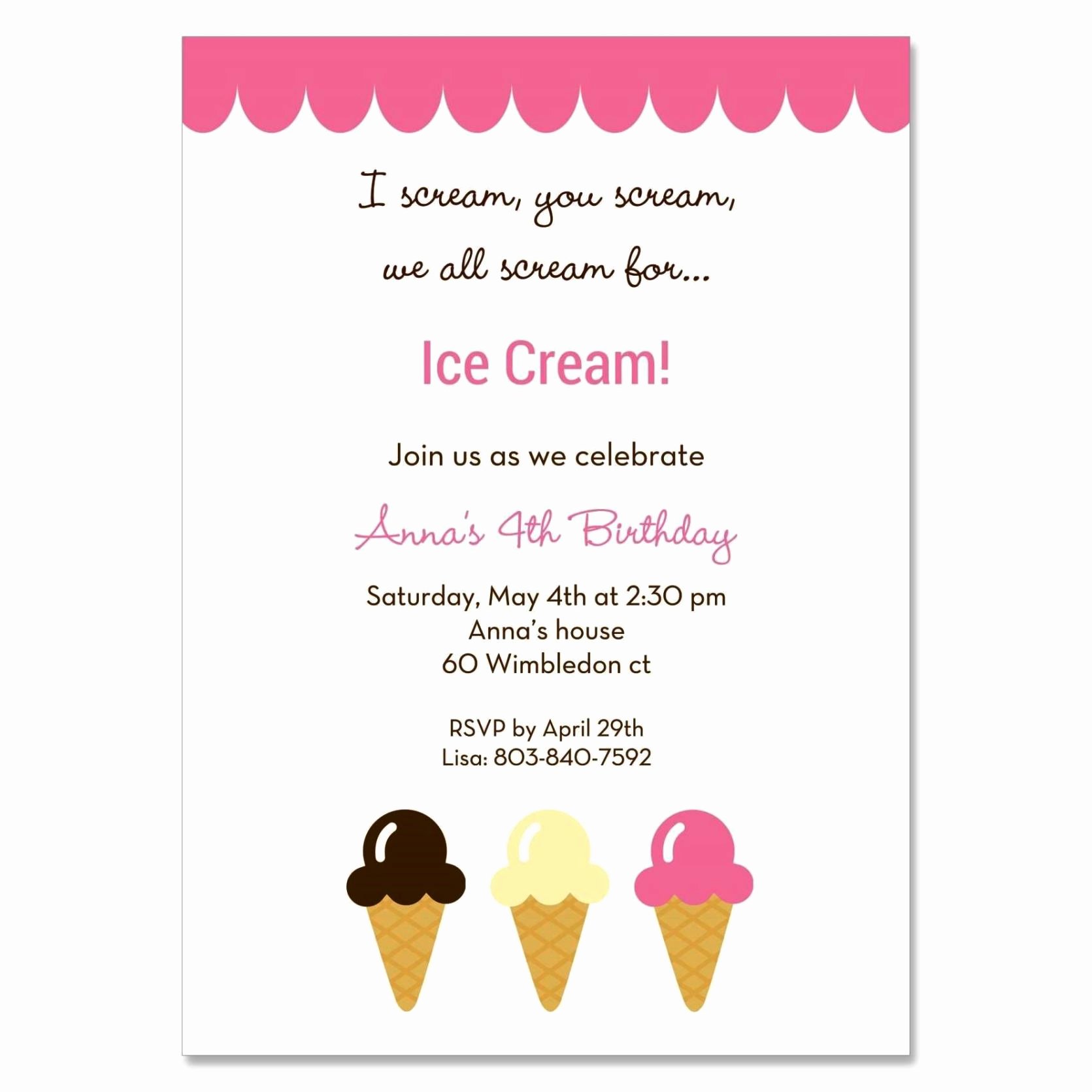 Ice Cream social Invite Template Fresh Ice Cream social Invitation Template Sampletemplatess