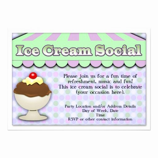 Ice Cream social Invite Template New Ice Cream social Purple Green Stripe Sundae 5x7 Paper