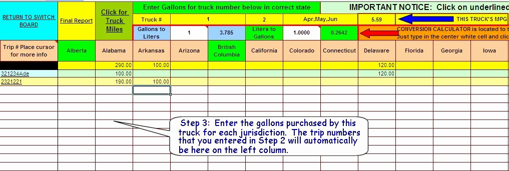 Ifta Trip Sheet Template Best Of ifta Fuel Tax software Excel Spreadsheet for Truckers