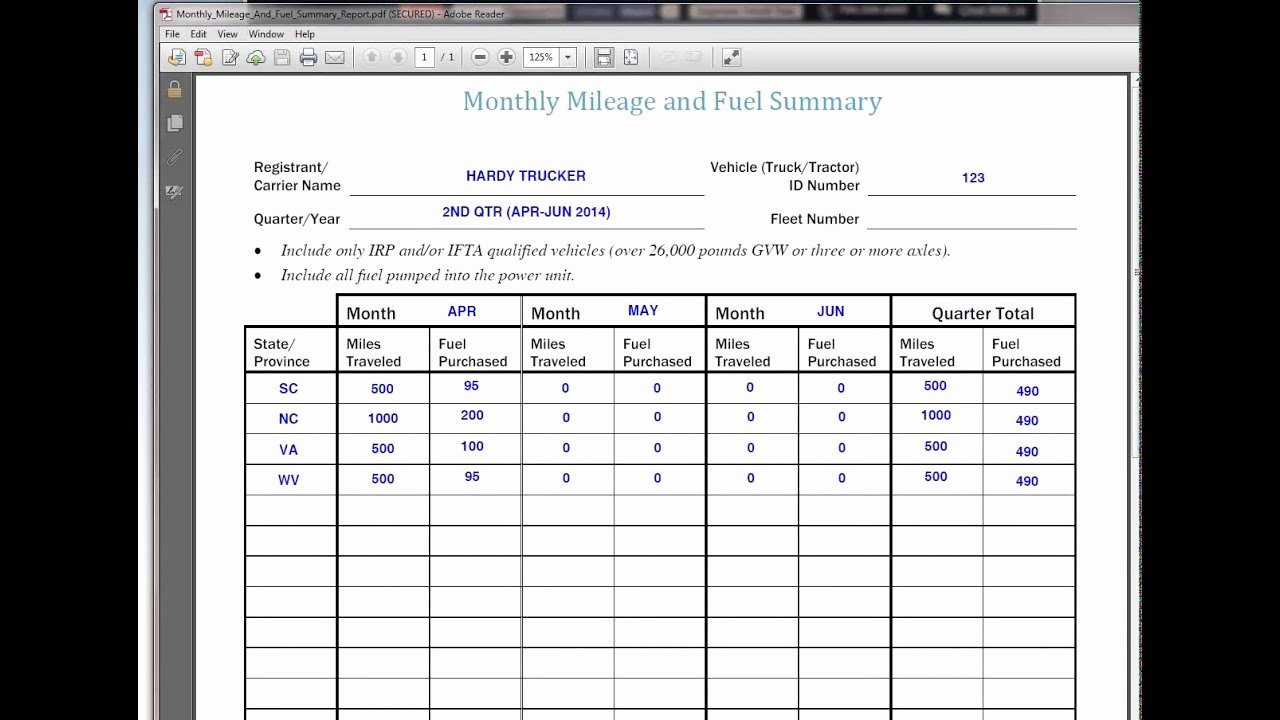 Ifta Trip Sheet Template Elegant Mileage and Fuel Purchase Reports