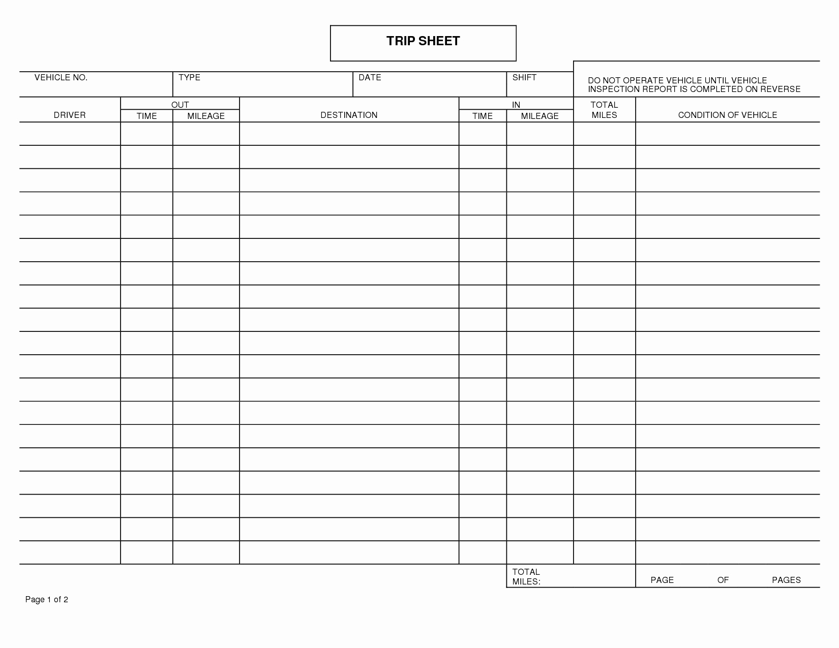 Ifta Trip Sheet Template Fresh Driver Trip Log Sheet Template Bing Images