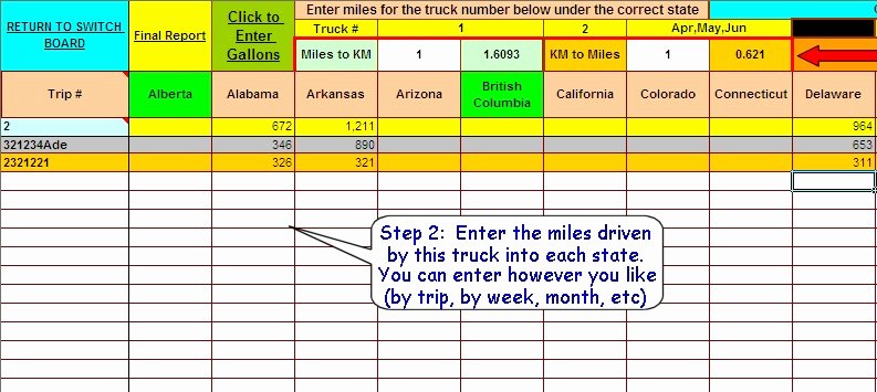 Ifta Trip Sheet Template Lovely ifta Fuel Tax software Excel Spreadsheet for Truckers