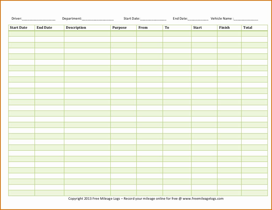 Ifta Trip Sheets Template Beautiful 5 Mileage Log Template