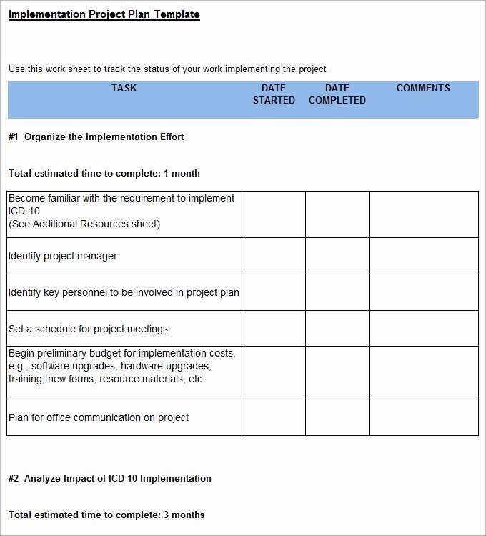 Implementation Plan Template Excel New Project Implementation Plan Template 6 Free Word Excel