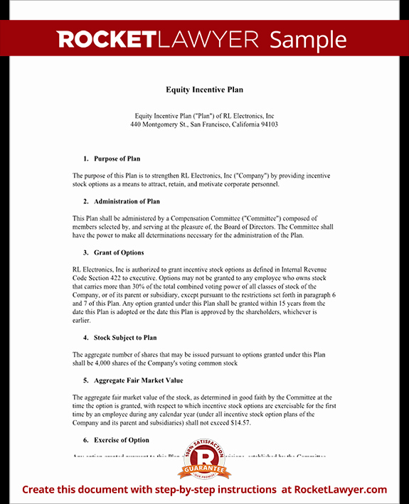 Incentive Plan Template Awesome Equity Incentive Plan for S &amp; Stocks Template