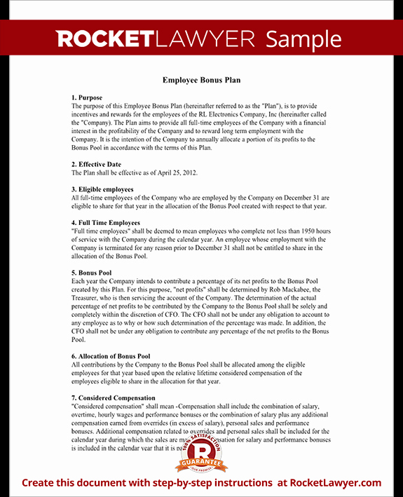 Incentive Plan Template Lovely Employee Bonus Plan Bonus Plan for Employees Template