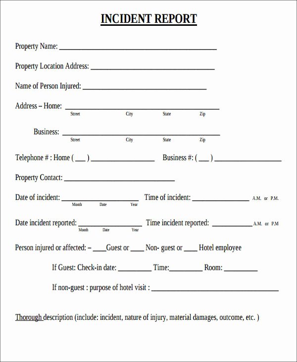 Incident Report Log Template Awesome 59 Incident Report formats Pdf Word Docs