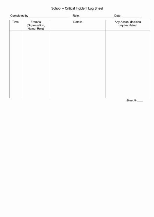 Incident Report Log Template Elegant School Critical Incident Log Sheet Printable Pdf