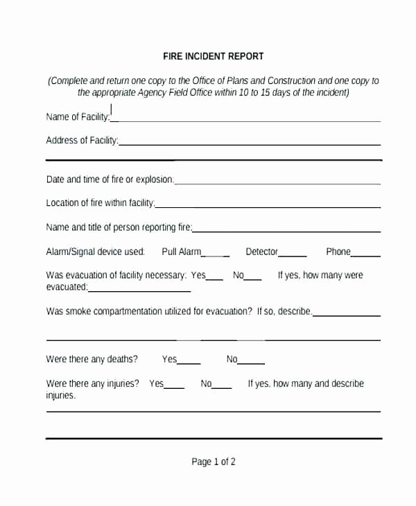 Incident Report Log Template Luxury Fire Incident Report