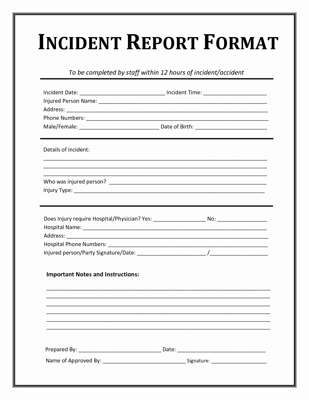 Incident Report Log Template Unique Incident Report form Template