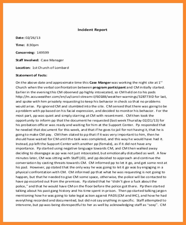 Incident Statement Letter Sample Luxury Incident Report Sample In Nursing 5 – New Pany Driver