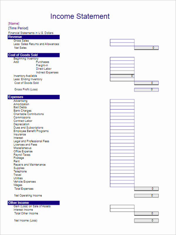 Income Statement Template Word Beautiful 50 Financial Statement Templates Free Word Excel Pdf format