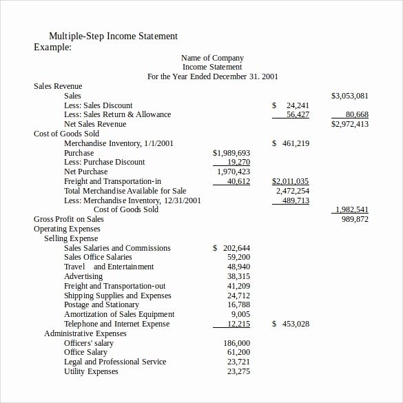 Income Statement Template Word Elegant 13 In E Statements – Samples Examples &amp; format