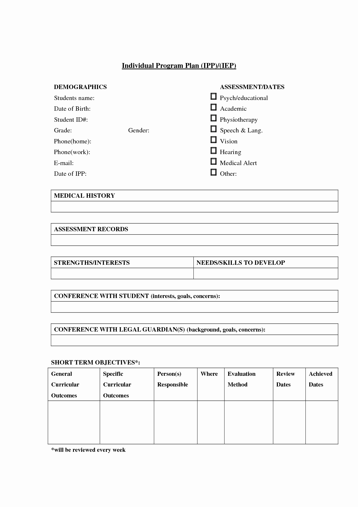 Individual Learning Plan Template Beautiful Best S Of Individual Program Plan Sample Individual