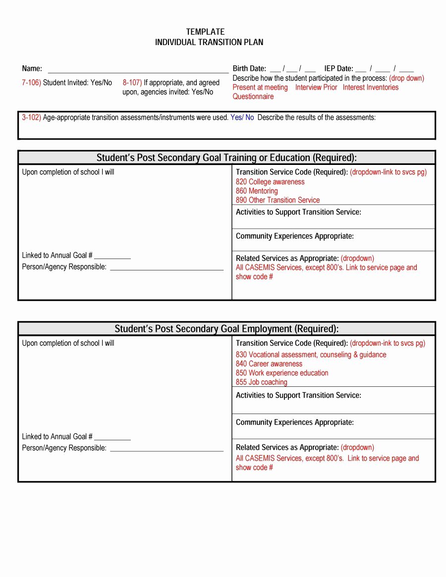 Individual Learning Plan Template Lovely 40 Transition Plan Templates Career Individual