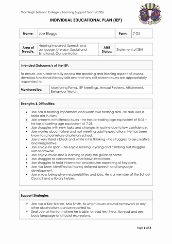 Individual Learning Plan Template Lovely Simple but Effective Ieps Policy &amp; Template by