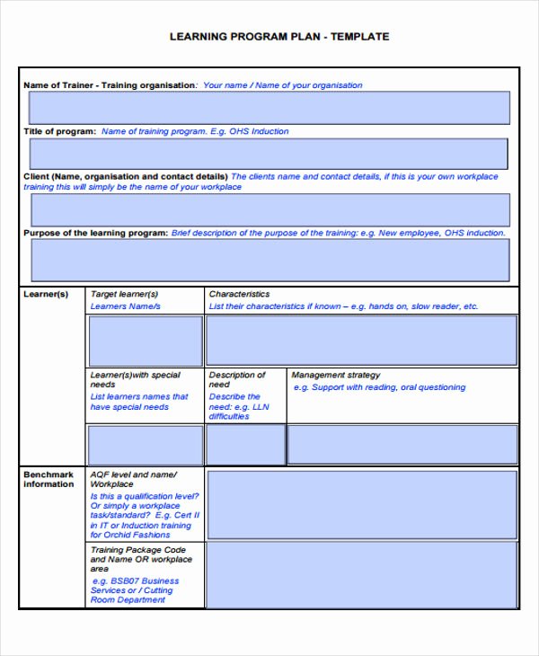 Individual Learning Plan Template New Learning Plan Template 9 Free Samples Examples format