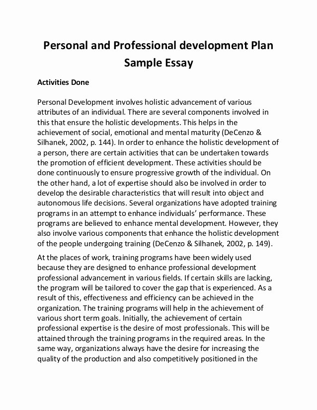 Individual Professional Development Plan Sample Fresh Personal and Professional Development Plan Sample Essay