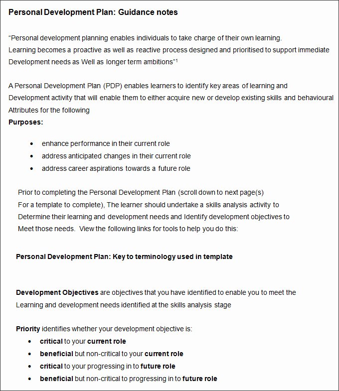Individual Professional Development Plan Sample New Sample Personal Development Plan Template 10 Free