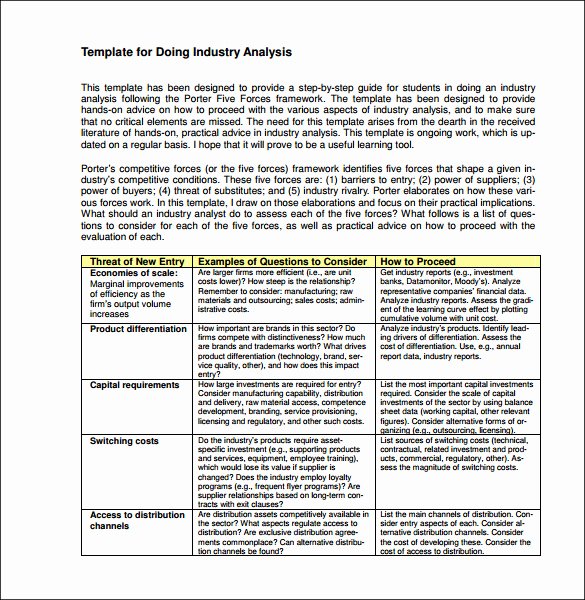 Industry Analysis Sample Beautiful 12 Industry Analysis Templates Doc Pdf