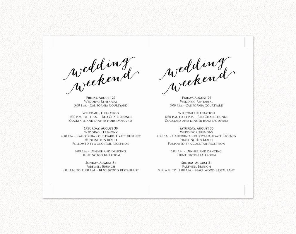 Info Card Template Awesome Wedding Weekend Itinerary Card · Wedding Templates and