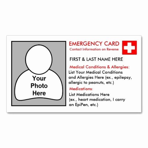 Info Card Template Beautiful Personalised Medical Information Cards