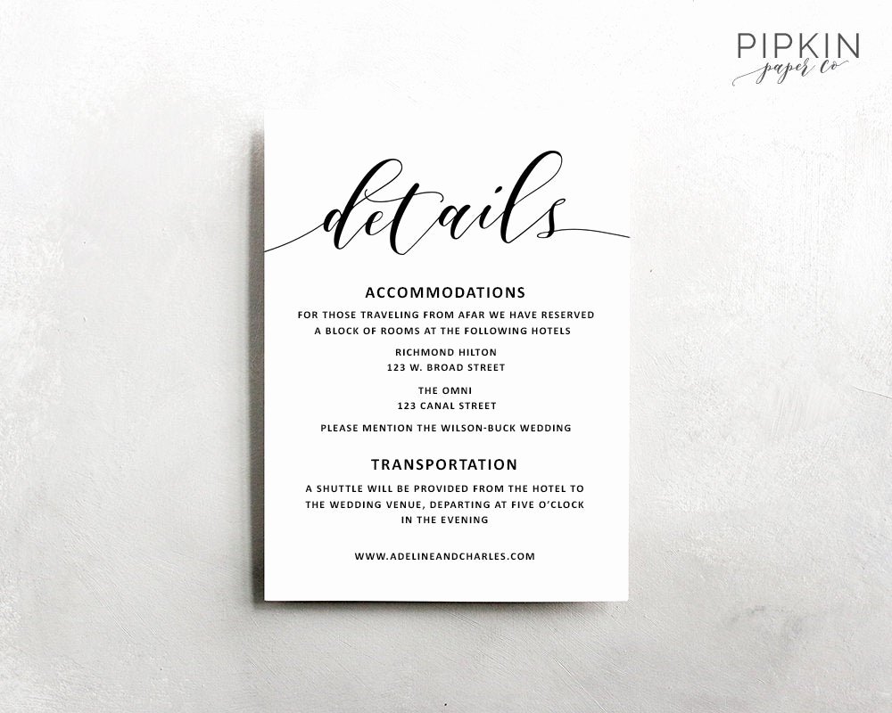 Info Card Template Best Of Wedding Details Template Wedding Information Card Rustic