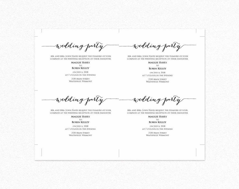 Info Card Template Elegant Wedding Party Invitation · Wedding Templates and Printables