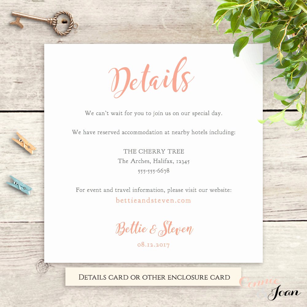 Info Card Template Inspirational Wedding Details Information Card Template Printable